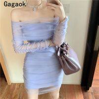 Gagaok Women Formal Party Dress 2020 Spring Autumn New Solid Sheath Slash Neck Mini Dresses Bodycon Sexy Wild Vestidos K4005