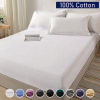 【hot】！ Cotton Fitted Bed Sheet with Elastic Band Color Mattress Cover for King 140/150/160/180x200