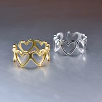 [Xixi ornaments] เครื่องประดับแหวนปรับขนาดได้รูปหัวใจกลวงสีทอง/เงินเครื่องประดับน่ารักแบบใหม่สำหรับหญิงสาวของขวัญสำหรับเด็กปรับได้