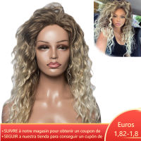 GNIMEGIL Synthetic Blonde Wig Long Curly Wavy Wigs for Women Freepart Hairline Brown Roots Ombre Wig Female Natural Fluffy Wave