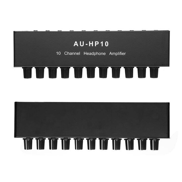 1pcs-au-hp10-10-channel-stereo-headphone-amplifier-black-audio-1input-10-output-preamplifier-independent-control-njm4556a-dc12-24v