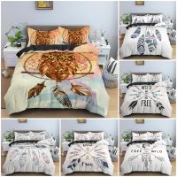 Hand-drawn Feathers Dreamcatcher Bedding Set Luxury Duvet Cover Set Ethnic Boho Style Bedclothes Bedroom Decor King Queen 23Pcs