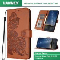 HANNEY สำหรับ Samsung Galaxy Note 20 10 9 8 PLUS Ultra เคสโทรศัพท์ แบบนิ่มลายดอกไม้มันดาลาเคสหนัง PU ขนาดใหญ่ป้องกันการกระแทกกระเป๋าเก็บบัตรฝาหลังแบบนิ่ม YTA-05