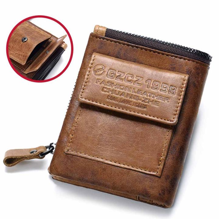 top-genuine-leather-men-wallet-fashion-coin-purse-card-holder-small-bifold-wallet-men-portomonee-male-clutch-zipper-clamp-for-money