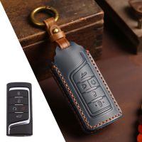 1pcs Car Key Cover Accessories Anti-drop Cowhide Fob Case Handwork Leather