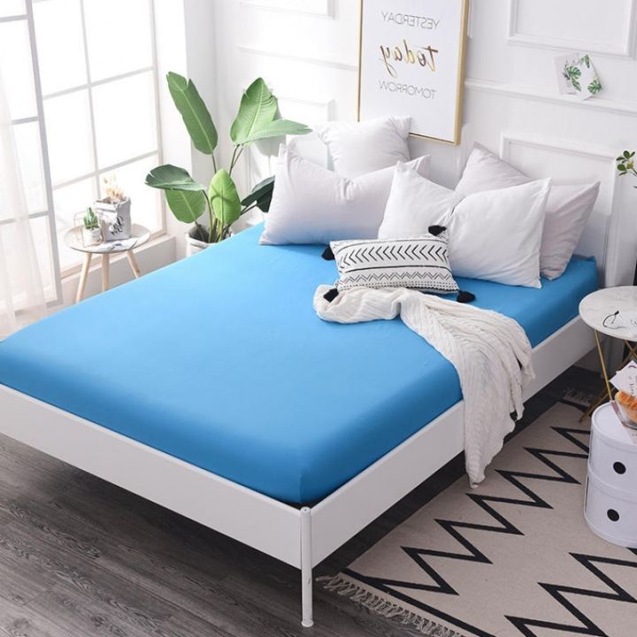 hot-140x200ซม-สีฟ้าติดตั้งแผ่นที่นอนรอบยาง-band-พิมพ์ผ้าปูที่นอนขายร้อนผ้าปูที่นอน