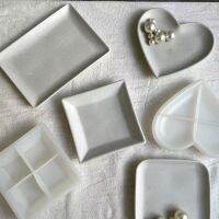 ELEGANT DIY Cement Jewelry Storage Dish Silicone Molds Handmade Plaster Heart Square Tray Pottary Mould Home Decor Handicrafts Gift