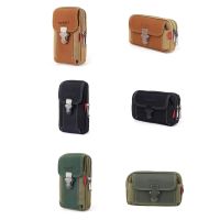 GD5F Pria Vintage Kanvas Tas Pinggang Ponsel Kantong Sabuk Olahraga Hip Belt Loop Sarung Dompet Membawa untuk Case Dompet