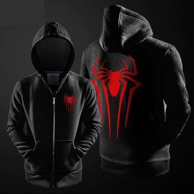 The Avengers Spiderman Hoodies มหัศจรรย์ Superhero Spider-Man เสื้อกันหนาว Zipper หนุ่มฤดูหนาว