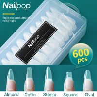 Nailpop False Nails Gel X Tips Short AlmondCoffin Full Cover Acrylic Press on Fake Nails American Capsule Art Supplies and Tool