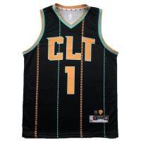 HITAM Lamelo Ball Charlotte Hornets Jersey 1 CLT BLACK Swingman NBA Basketball Shirt T-Shirt Tops Costume Costume