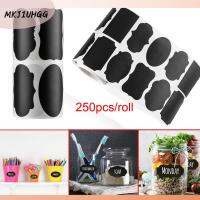 MKJIUHGG 250pcs/roll ครัว ขวดแยม บ้าน กระดานดำ ป้ายกระดานดำ สติ๊กเกอร์ฉลาก แท็กขวด ปากกามาร์กเกอร์