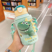 400ml Kids Stainless Steel Thermos Mug With Straw Dinosaur Vacuum Water Bottle Portable Childrens Thermos Cup Christmas Gift