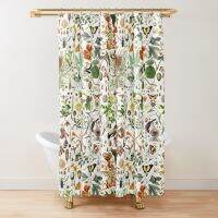 Biology Florist Bath Curtain, Retro Garden Plant สมุนไพรดอกไม้ออกแบบผ้าตกแต่งห้องน้ำพร้อมตะขอ 180 * 180 ซม