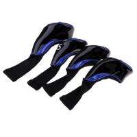 4Pcs Long Neck Golf Club Head Cover Wedge Iron Protect Headcover Blue Black