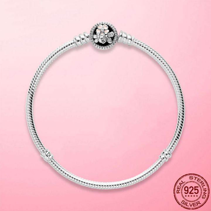 femme-pulseira-925-sterling-silver-bracelet-white-enamel-daisy-flower-snake-chain-bracelets-amp-bangles-women-jewelry-making-gift