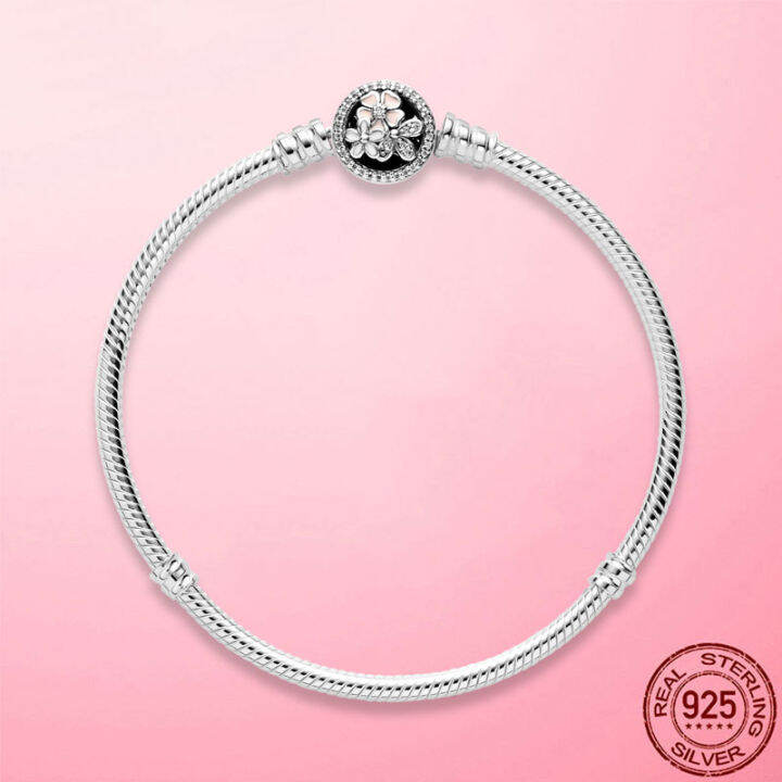 femme-pulseira-925-sterling-silver-bracelet-white-enamel-daisy-flower-snake-chain-bracelets-amp-bangles-women-jewelry-making-gift