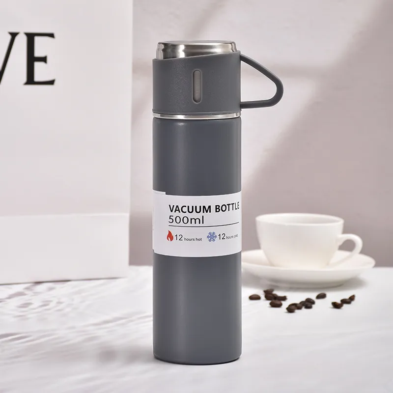 500ml Vacuum Flask Set 304 Stainless Steel Thermos Flask Bottle Cup Gift Set  Cawan Termos