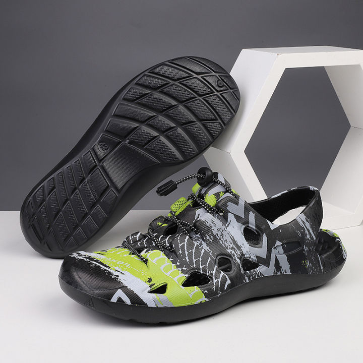 new-styleeva-รองเท้าแตะกลางแจ้งน้ำหนักเบา-รองเท้าผู้ชายรูชายหาดพิมพ์ลายลูกไม้ไซส์ใหญ่-การจัดส่งแบบชิ้นเดียว