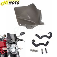 For Ducati Monster 797/821/1200 R/S Smoke Windshield WindScreen with Brackets Front Airflow Deflectors Set 7013H 2014-2019 2020