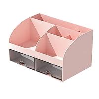 Desk Organiser-Office Organiser with 6 Compartments and 2 Small Drawers, Desk Storage Box for Pen Holders, Remote
