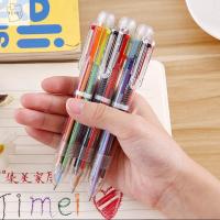 WENQI ปากกากลสุดสร้างสรรค์สุดสร้างสรรค์ขนาด0.7มม. 6สีปากกาเซ็นชื่อหลายปากกาสีสำหรับนักเรียนปากกาลูกลื่นปากกาหมึกสี