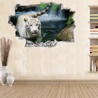 3d vivid tiger Wall Stickers Bedroom Living Room Wall Decoration Movie Posters Door Sticker Wall Stickers  Decals