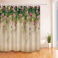 Rose Flower Butterfly on Rustic Wooden Background Shower Curtains with Hooks Waterproof Bathroom Decor Gift