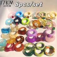 17KM 8pcs set 2021 New Colourful Transparent Resin Acrylic Rhinestone