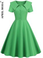 Thin 50s 60s Vintage Floral Dress Women Elegant French Party Rockabilly Dress Short Sleeve Pin Up Midi Dresses for Women 2022