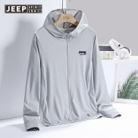 JEEP SPIRIT เสื้อผ้าป้องกันแสงแดดสำหรับคู่รักชายและหญิงที่มีดัชนี50กันแดดกลางแจ้งเดียวกันเสื้อผ้าป้องกันแสงแดดเสื้อผ้าเสื้อยืดผ้าไอซ์ซิลค์