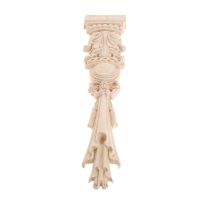 1pc 3D Wood Embossed Pillars Carved Decal Corner Onlay Post Shape Applique Frame Door Furniture Wall Unpainted Home Decor 30cm