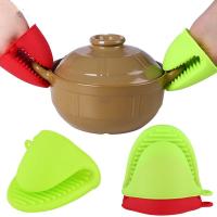 1PC Silicone Kitchen Heat Insulated Oven Gloves Cooking Microwave Non-Slip Gripper Pot Holder Bowl Plate Mitts Clips