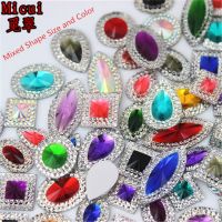 Micui 50pcs Mixed Sizes Shapes Bling Resin Rhinestone Flatback Crystal Stone DIY Wedding Appliques Decoration Crafts MC2000