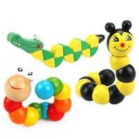 Montessori Colorful Wooden Toys Twisting Caterpillar Kids Toy Shape Color Cognition Educational Fingers Game For Children Gifts