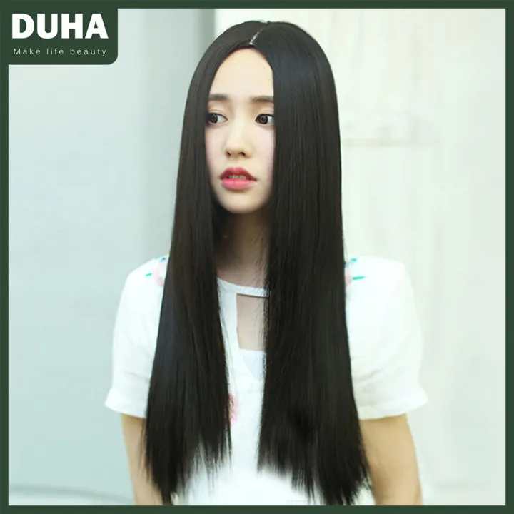ready stock】Women Fashion Long Straight Hair Extensions Wig for Daily Wear  Appointment Party Cosplay Costume Black | Lazada PH