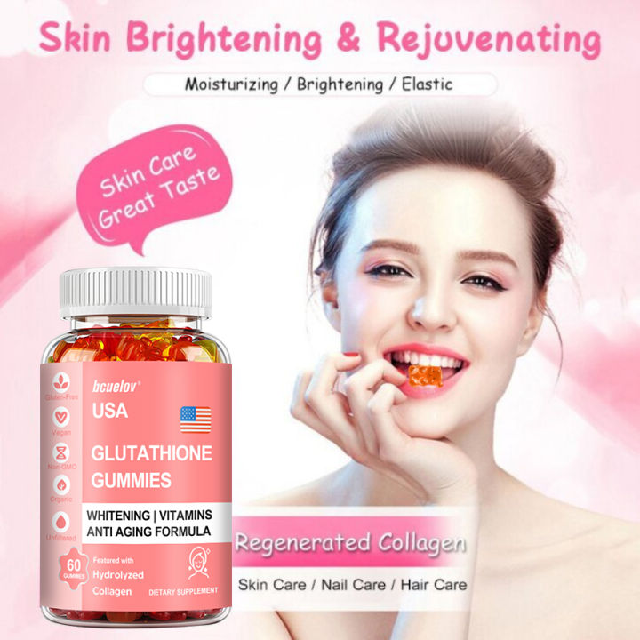 Glutathione Gummies Anti-Aging Skin Whitening Collagen Vitamins Boost ...