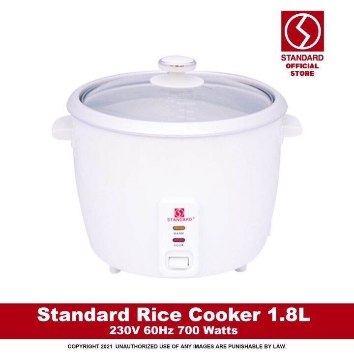 Standard Rice Cooker 1.8L (Plain White) SRG 1.8L Lazada PH
