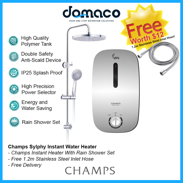 Champs Sylphy Instant Water Heater With Rain Shower Lazada Singapore