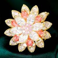 SUYU Three Layer Snow Lotus Cubic Zirconia Brooch Suitable For Womens Clothing Accessories