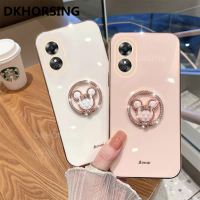 DKHORSING OPPO เคสมือถือชุบโลหะใหม่ A78การ์ตูน5G กล้องลวดลายน่ารักปกป้องปลอกอ่อน OPPO 2023 A78กับผู้ถือแหวน