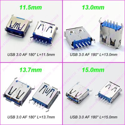 ﹍ 10/20pieces USB 3.0 Connector Female Socket 180° Bent Feet AF Type For Computer/Laptop/Notebook L 11.5mm13mm13.7mm15mm
