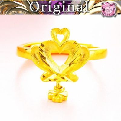 [COD]Women S Gold Crown เปิดแหวนผู้หญิงแฟชั่น Real Gold Peach Heart ผู้หญิงแหวน Cincin Emas 916 Tulen 2022ใหม่ S ดีมาก