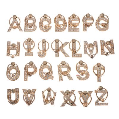 1pc   360 Degree Rhinestone Metal Letter A-Z Finger Ring Smartphone Stand Holder Mobile Phone Holder For All Phone Ring Grip
