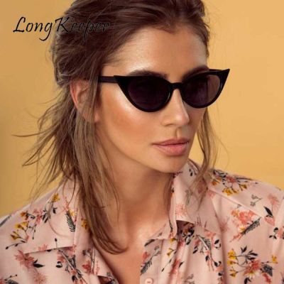 LongKeeper Sexy Cat Eye Sunglasses Women Brand Designer Vintage Triangle Sun Glasses Male Female Retro Leopard Eyewear Oculos De
