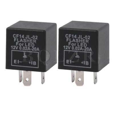 อะไหล่รีเลย์กะพริบอิเล็กทรอนิกส์20A รถยนต์3-Pin 12V สำหรับ CF14JL-02ชุด2ชิ้น