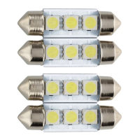 4X C 5W 3 LED SMD 5050 36Mm Xenon White Bulb Plate Shuttle Festoons Dome Ceiling Lamp Car Light