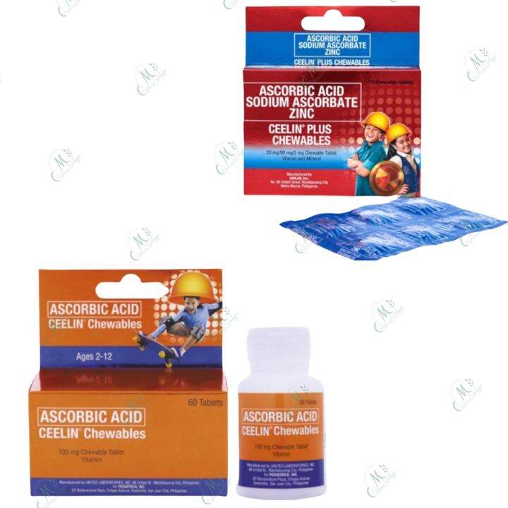 ☆Ceelin Plus Chewables Vitamin C with Zinc 10 tabs Ceelin Chewables 60tabs♪ Lazada PH