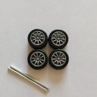 New Product 1/64 Alloy Wheels W Ruer Tire Modify Wheel Scene Parts For 1/64 Toy Mini Car Model HW Domeka Matchbox MINIGT Green Light