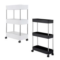 Slim Storage Cart 3 Tier Utility Cart With Wheels Mobile Utility Organizer Trolley Easy Assemble Shelving Unit For Bathroom